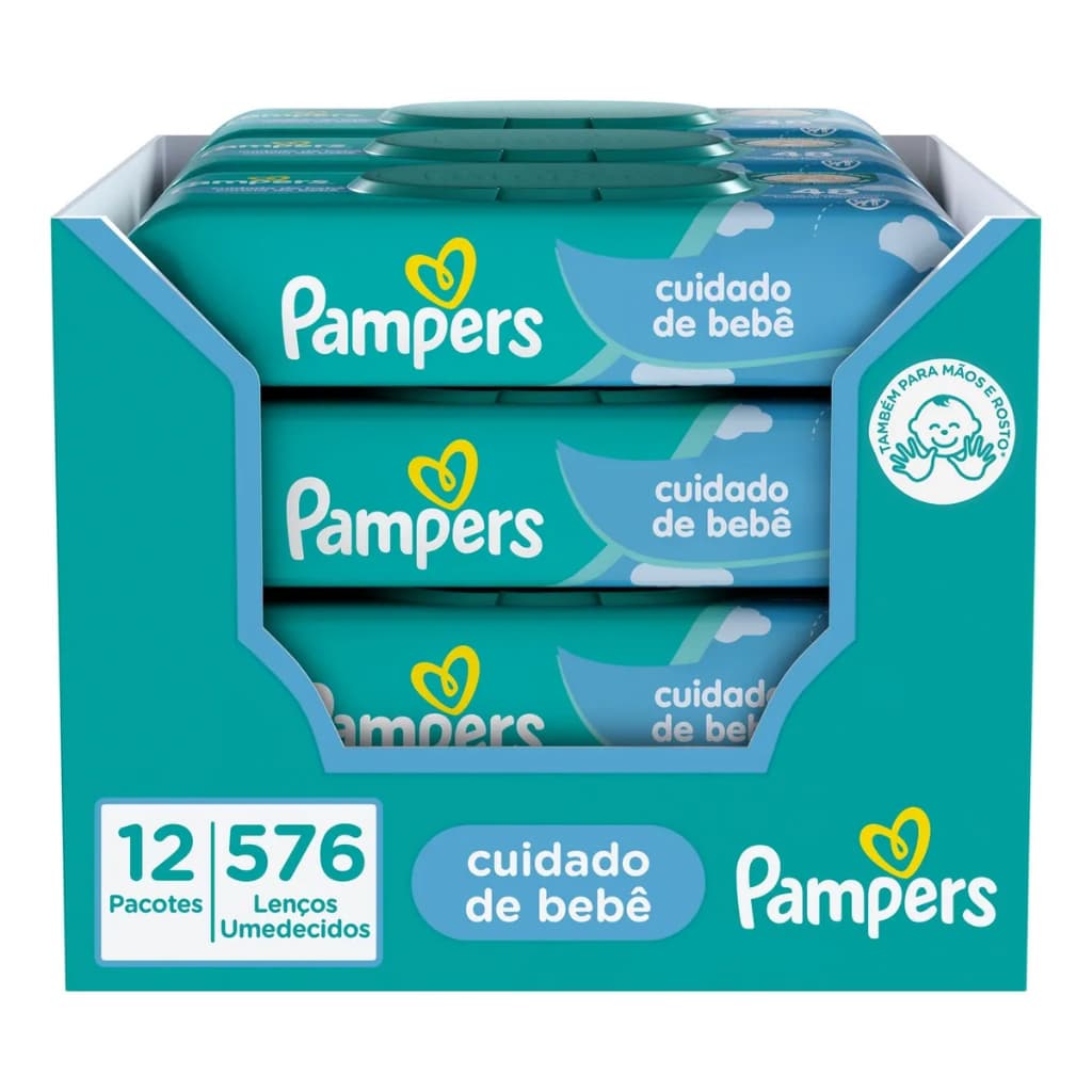 Lenços Umedecidos Pampers, Cuidado de bebê 12 pacotes em total 576 Unidades