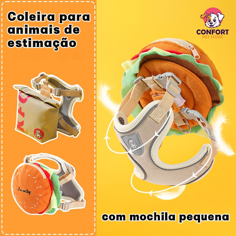 Lead com Mochila para Cachorros/Guia com Mochila para Pets/Coleira para animais de estimação com guia de mochila