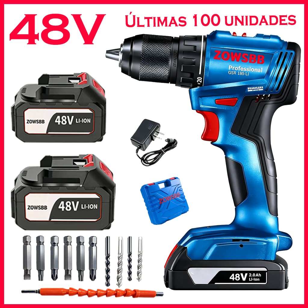 ZOWSBB Furadeira Parafusadeira Alta Torque Profissional Furadeira de Impacto Elétrica