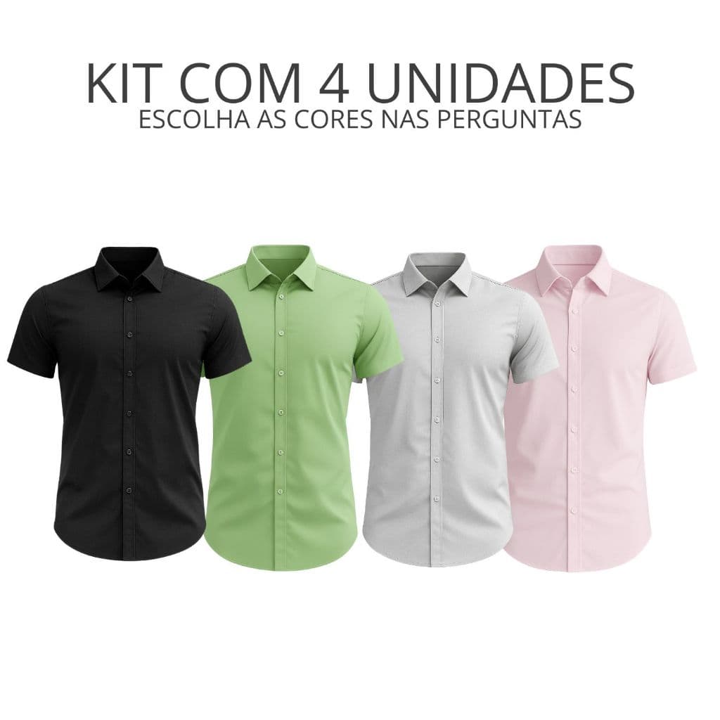Kit 4 Camisa Social Slim Fit Masculina Premium Casual Elegante Slim Luxo