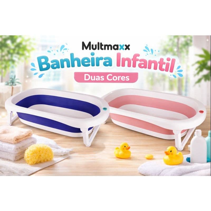 Banheira Infantil Dobrável Portátil Premium Antiderrapante Retratil Para Bebe Recém Nascido
