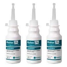 kit c/ 3 Riohex 100 ml  2% Solução Aquosa