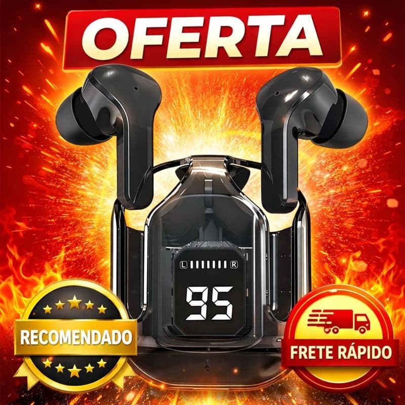 fone de ouvido bluetooth sem fio 5.0 com Microfone Estéreo Display Digital IPX5 Estojo 300mA