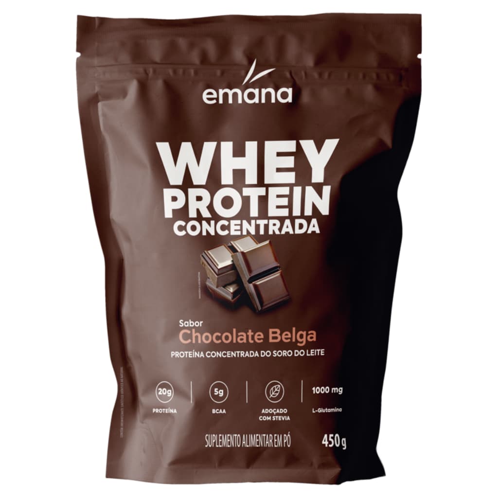 Whey Protein Emana Chocolate Belga 450g Piracanjuba
