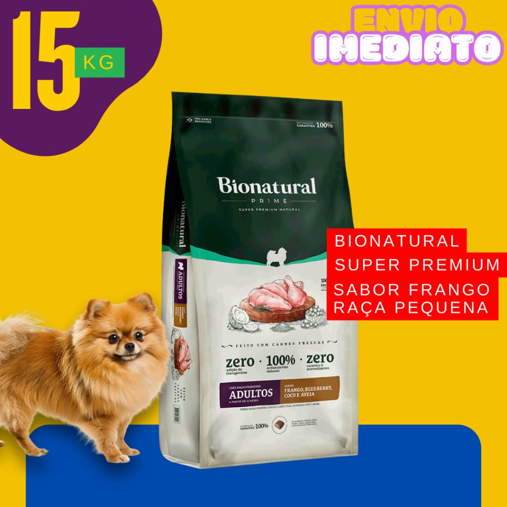 Ração para Cachorro Adulto Porte Pequeno Natural Frango e Aveia 15kg - Envio Imediato