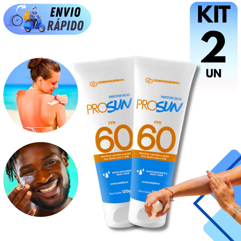 PROTETOR SOLAR COSMODERMA FPS 60 120ml  PARA PELES OLEOSAS FACIAL E CORPORAL HIPORALERGÊNICO