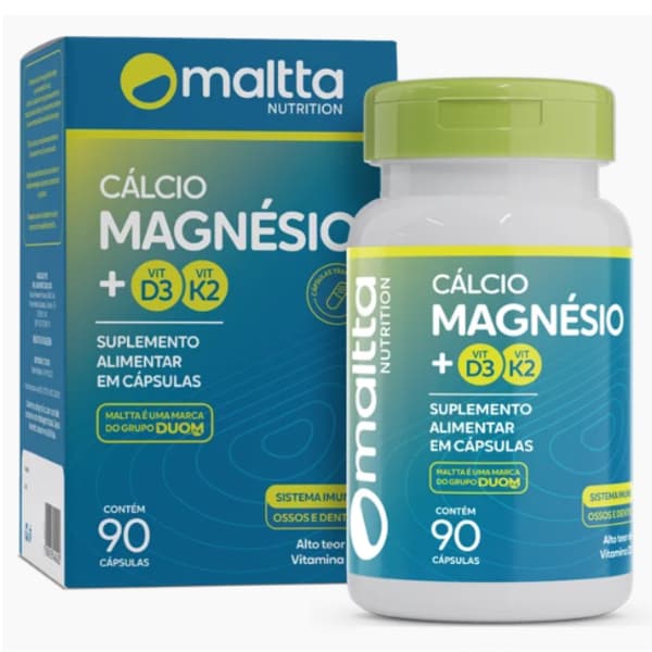 Cálcio + Magnésio + Vitamina K2 + Vitamina D3 90caps Maltta