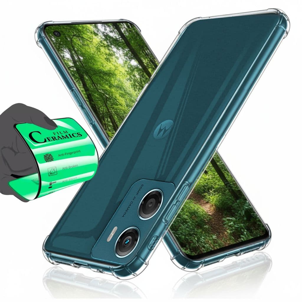 Capa Capinha Anti Shock Transparente + Película Para Motorola G06