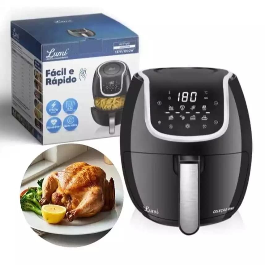 Air Fryer Touch Digital 6.5 Litros 1700w Fritadeira Eletrica 110v Sem Oleo Facil E Rapido Lumi