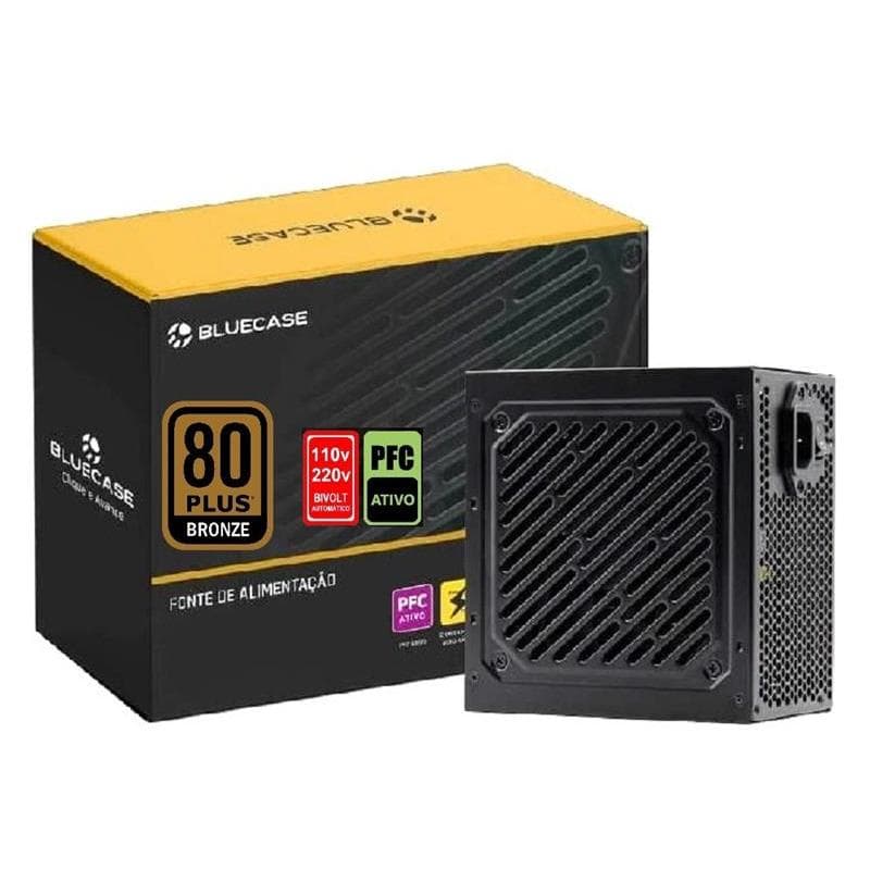 Fonte Gamer Bluecase 400W 80 Plus Bronze PFC Ativo Full Range Bivolt automático PCI-e  8 PINOS 6+2