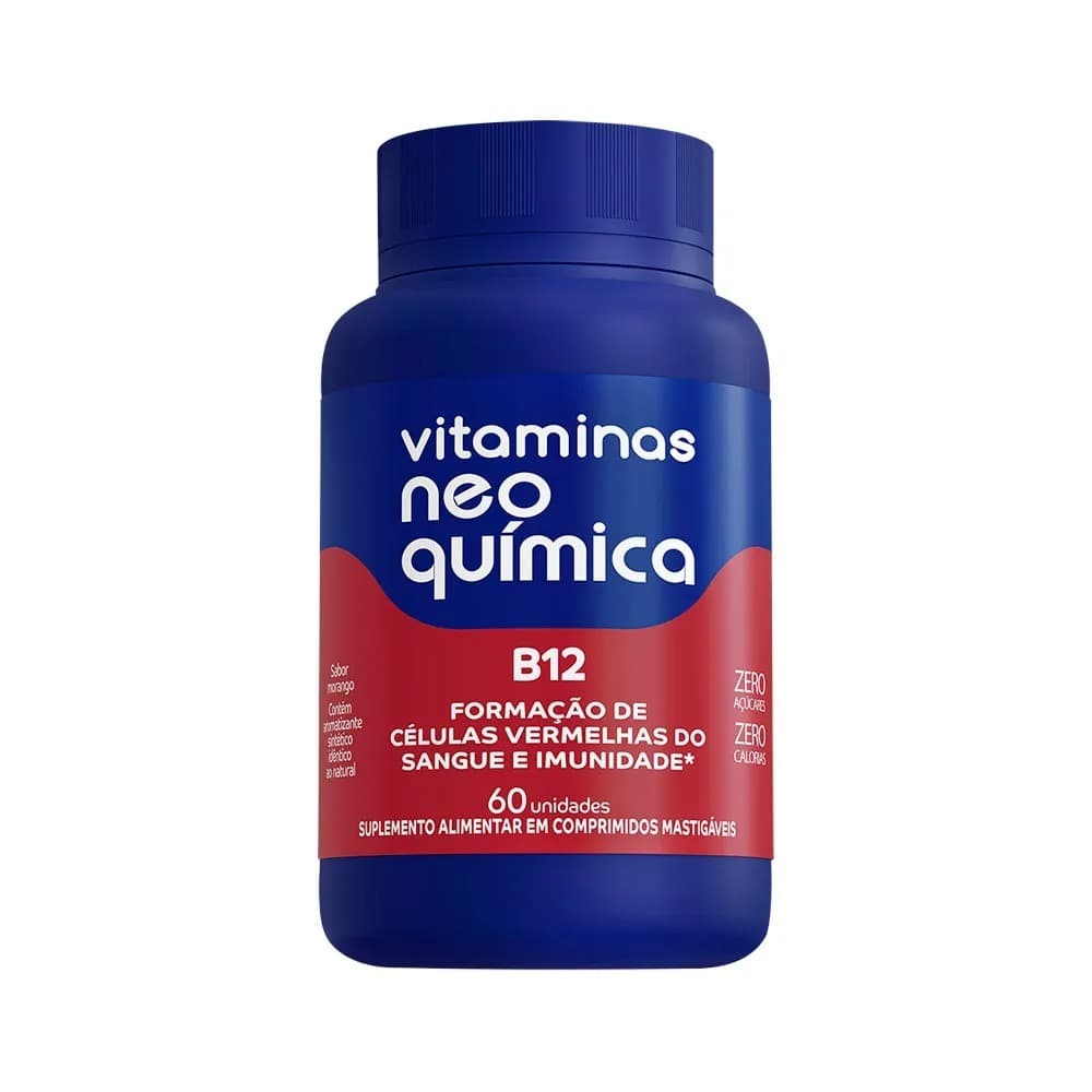 Vitamina B12 Metilcobalamina Neo Química 60 Comprimidos Mastigáveis – Zero Açúcar