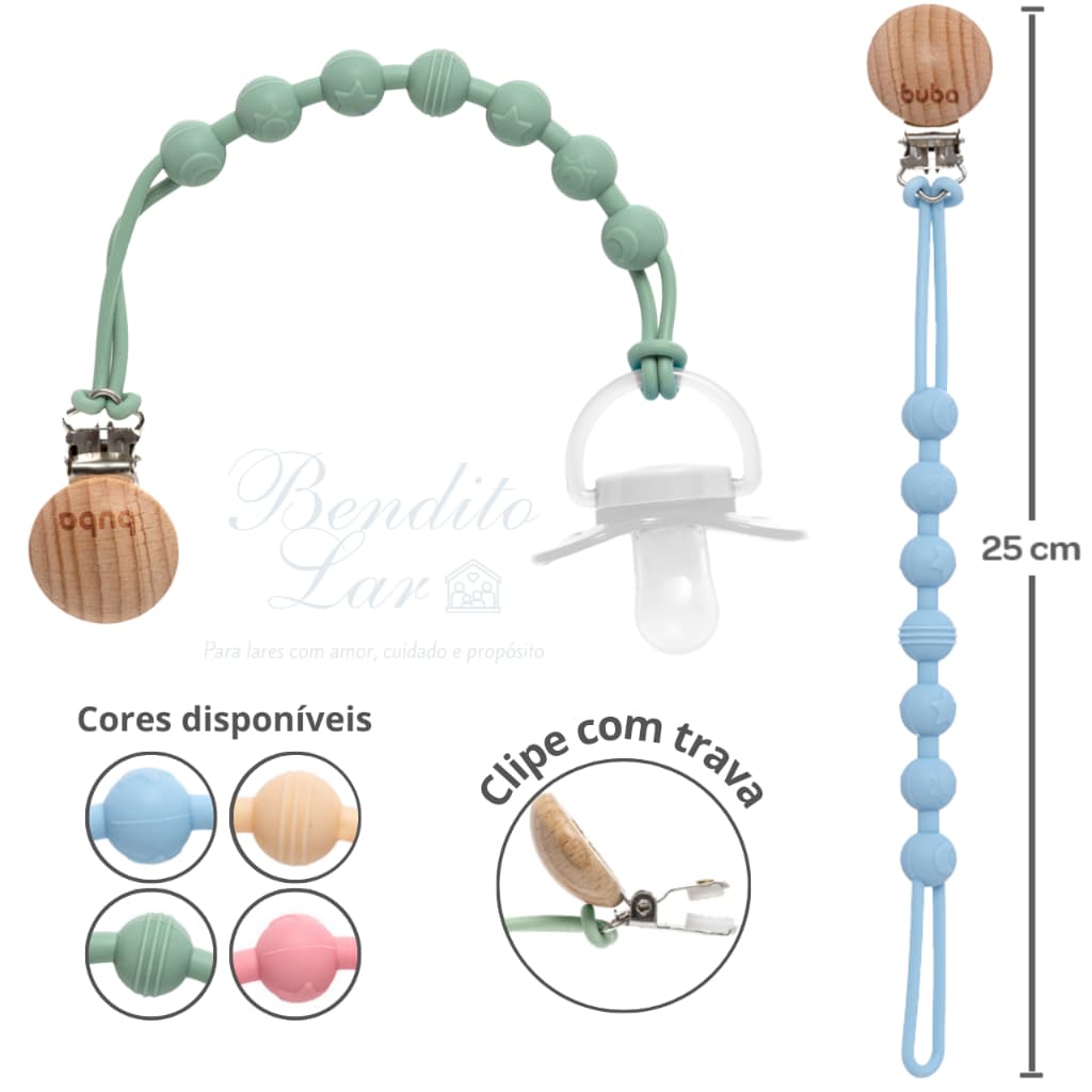 Prendedor de Chupeta em Silicone BUBA Prendedor de Bico Para Bebê