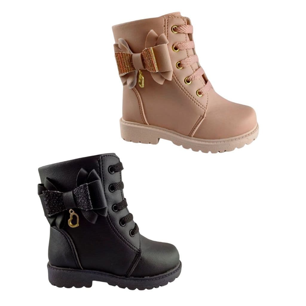 Bota Coturno Infantil Menina Bella Artes Kids Calçado Feminino Macio Confortável Cano Curto Promoção (Tam 20 ao 27