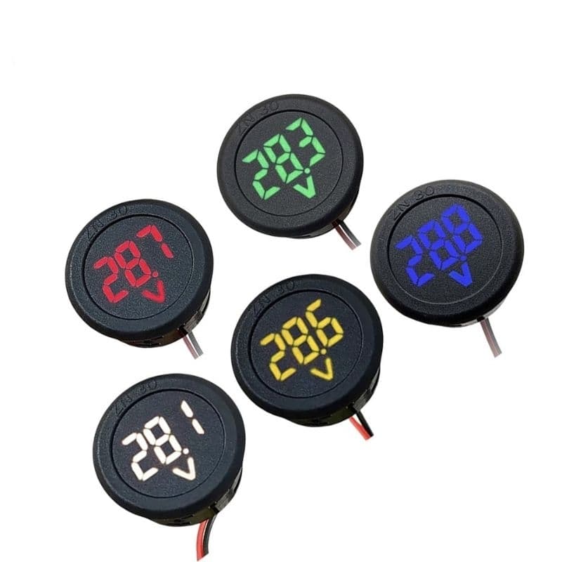 Voltímetro Digital Redondo 5 -100V Testador de bateria Medidor de Tensão