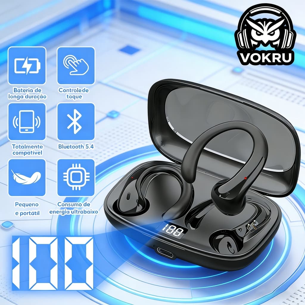 Bluetooth Fones De Ouvido com Microfone Alta Fidelidade E Esportivo Antitranspirante I Bateria com Duração de 48 Horas
