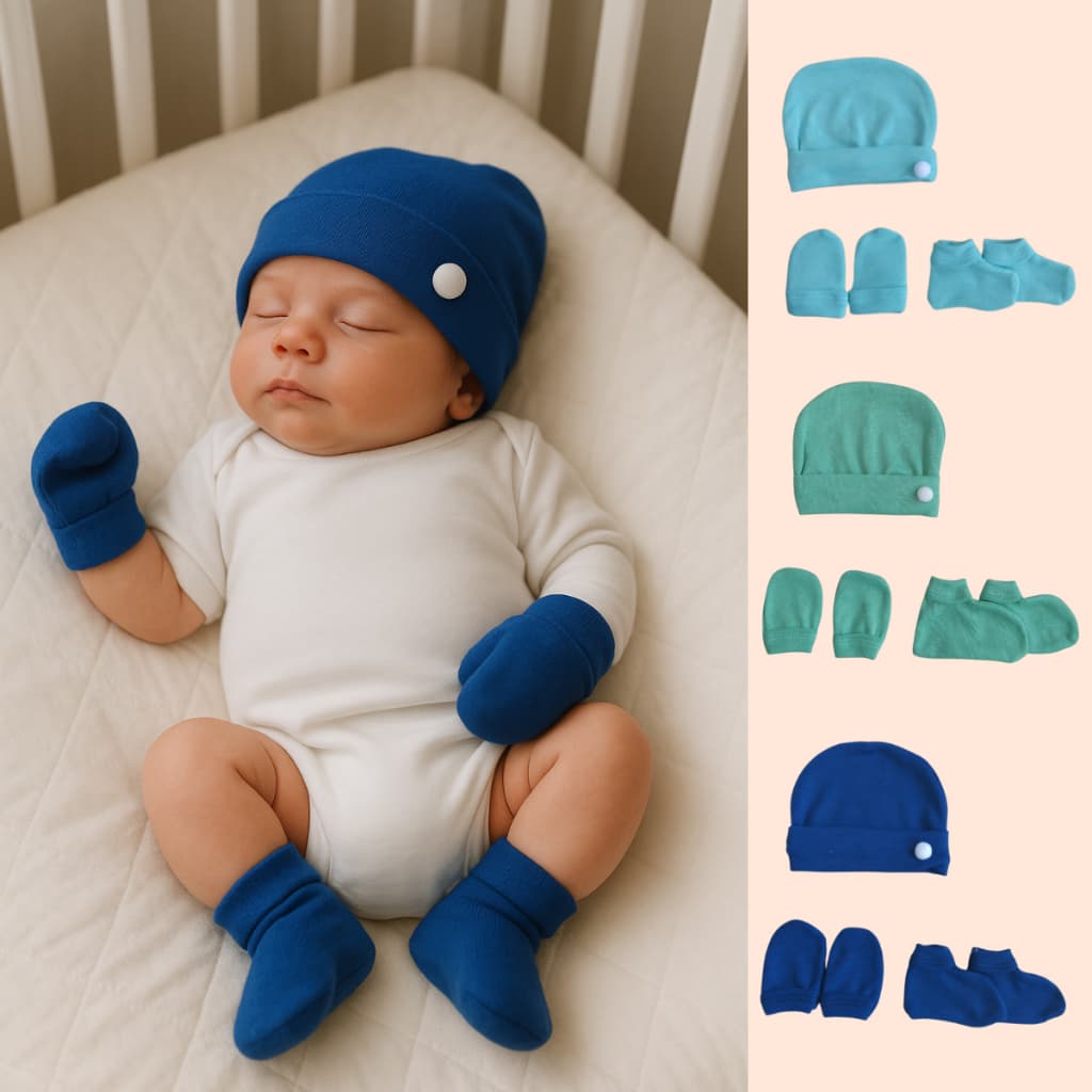 Kit Touca Luva Sapatinho Bebe Recem Nascido Bebê Reborne Enxoval Premium 9 Peças Maternidades