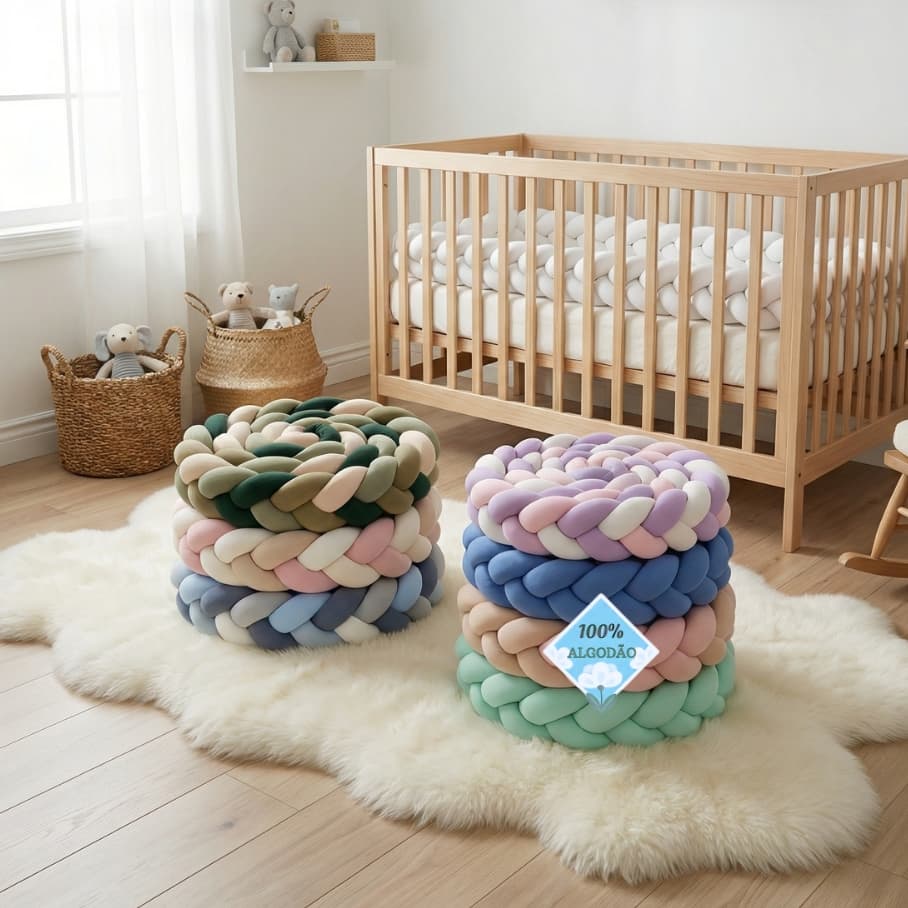 Lançamento Trança Avulsa Lepetit Berço Americano, Mini Berço, Mini Cama Algodão Menina Menino