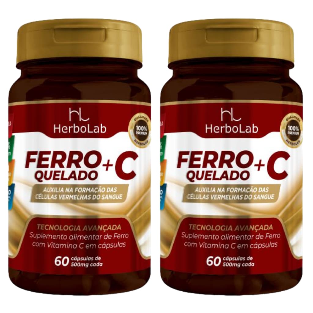 NutriFaz - Kit 02 Ferro Quelado + Vitamina C - 60 Cápsulas - Herbolab
