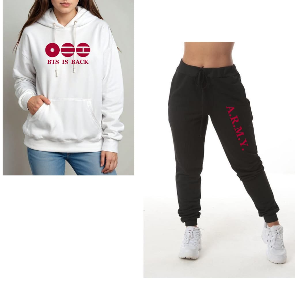 kit blusa calça moletom blusão de frio bts army nova estampa turnê conjunto calça e blusa moletom army