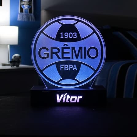 Luminária Grêmio LED 3D Time Decoração Personalizado com Nome