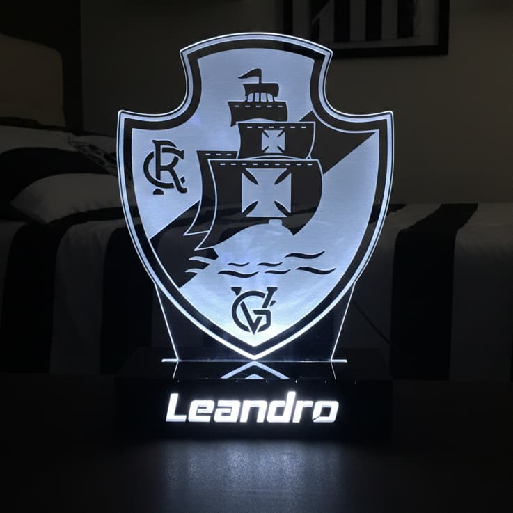Luminária Vasco Vascaino LED 3D Time Decoração Personalizado com Nome