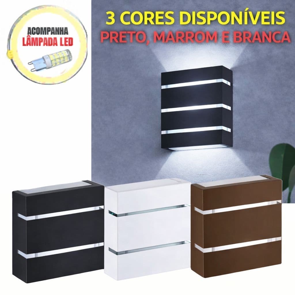 4 Un Arandela Luminária 3 Frisos 3 Focos + lâmpada Led G9 5w Para decoração Piscinas Muros Paredes
