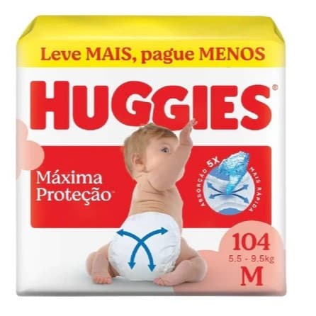 Fralda Huggies Tamanho M 104 unidades Máxima proteção