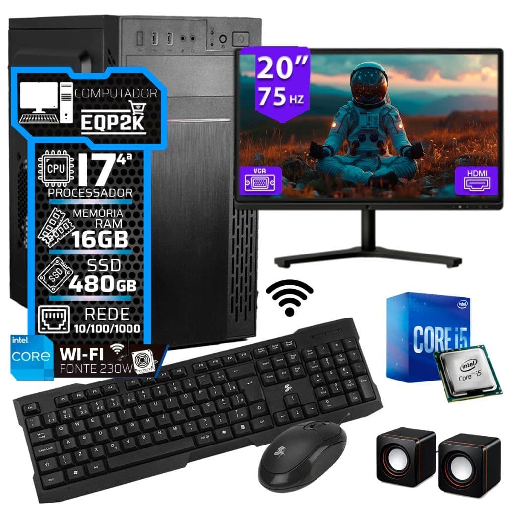Computador Intel Core I7 4°gera. Ssd 480gb 16gb Memória Ram Monitor 20