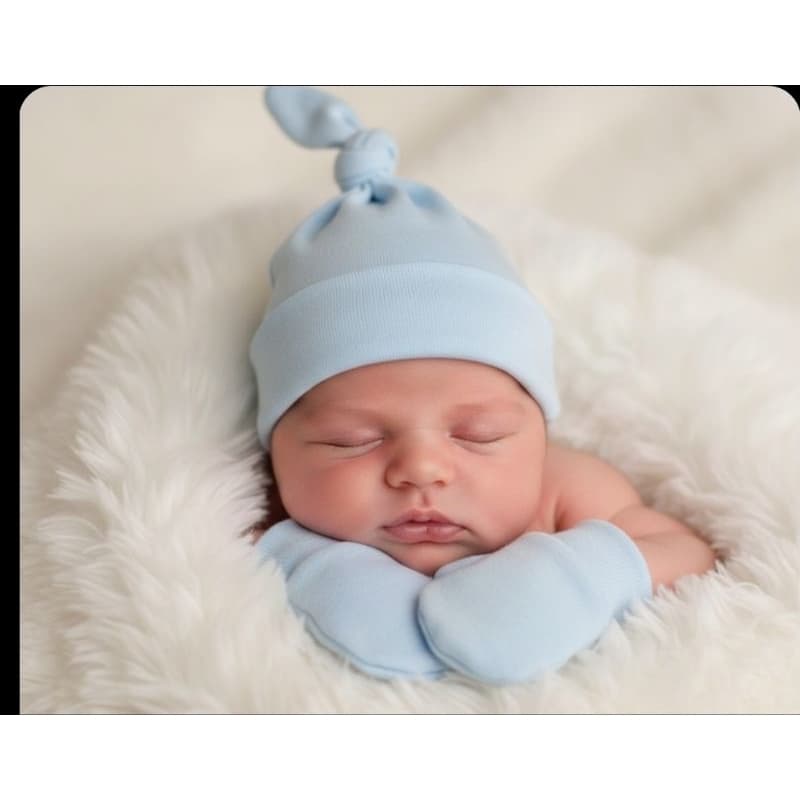 Kit Touca e Luvinha para Bebê Recém Nascido 100% Algodão Enxoval Saída Maternidade Roupa para Bebê