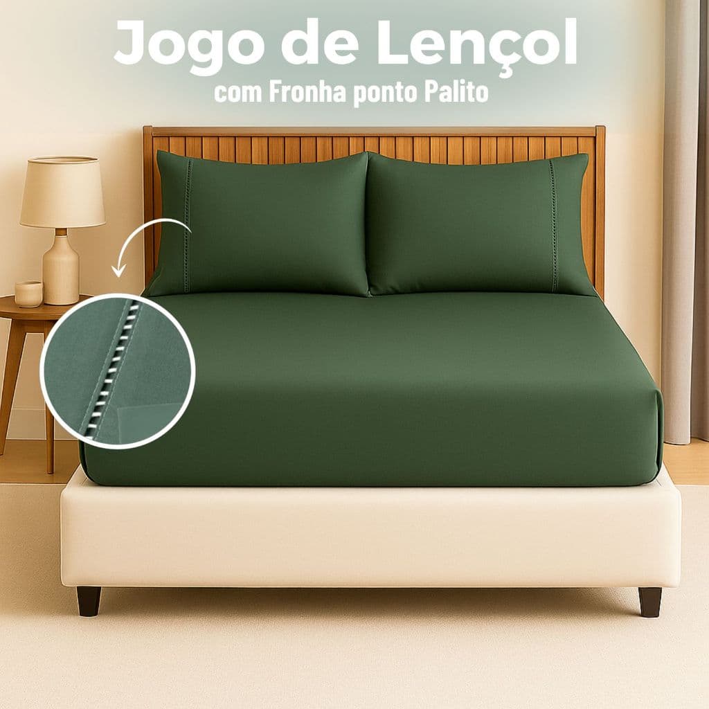 Jogo de Lençol para berço cama solteiro casal queen 400 Fios Micropercal com fronha ponto palito toque Extra Macio