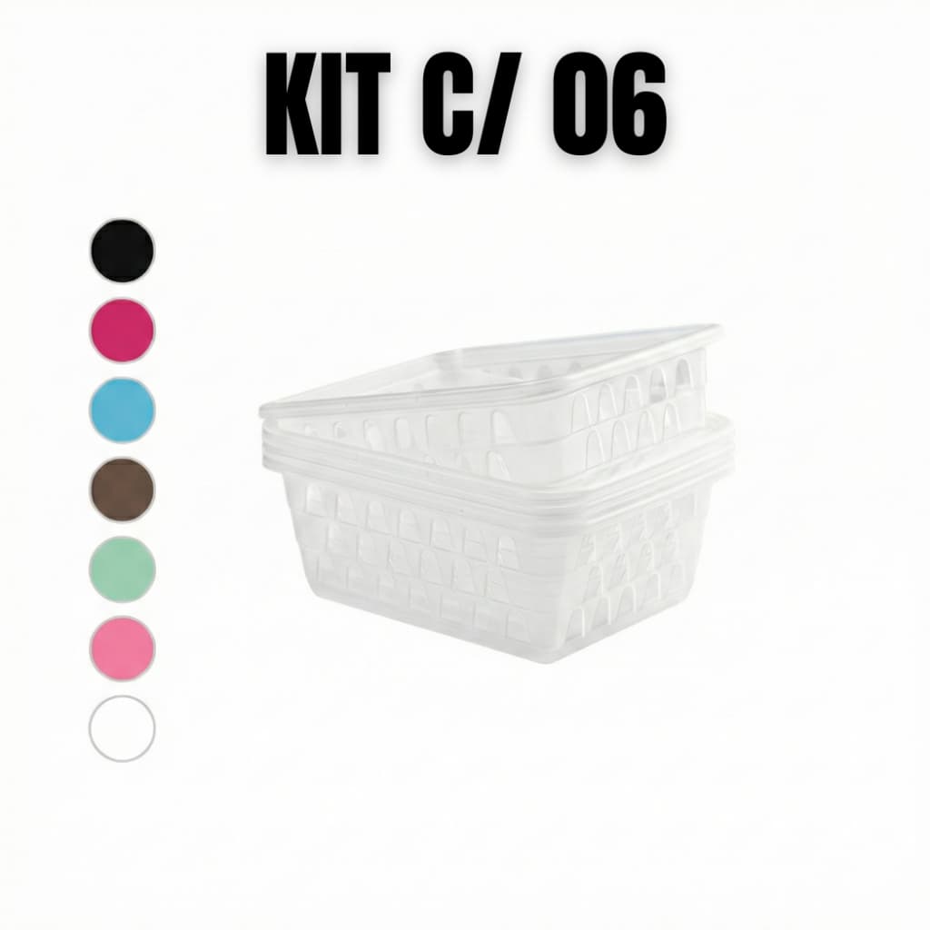 Kit C/ 6 Cesto Organizador de Plástico P/ Banheiro Armário 16x12x06