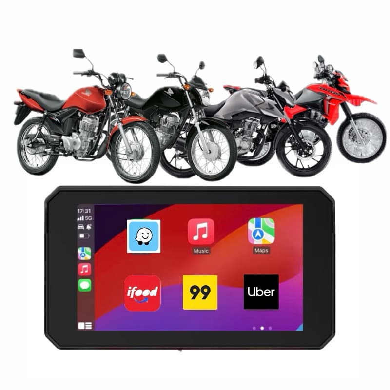 Central Multimídia Para Moto CarPlay Android Auto Para Moto