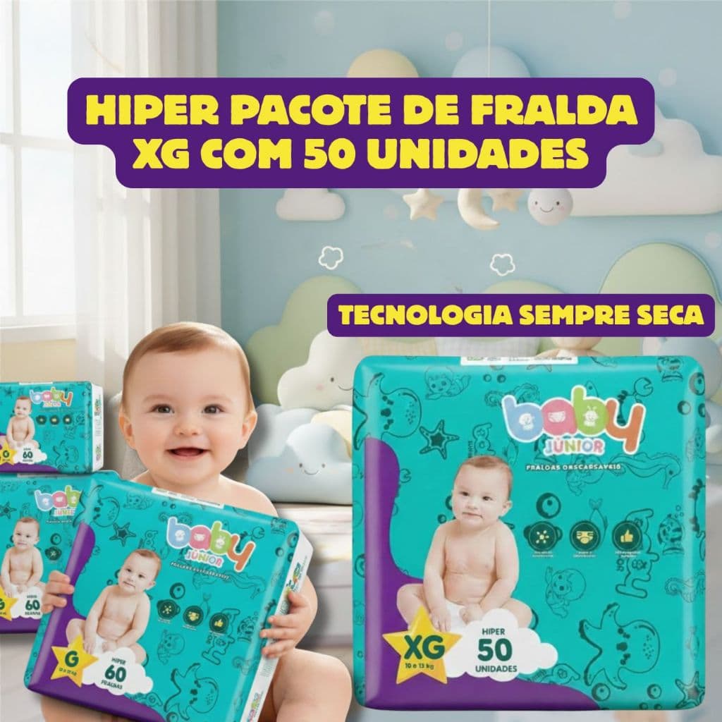 Fralda descartável Fralda infantil Pacotão XG Com 50 Unidaeds Fralda barata