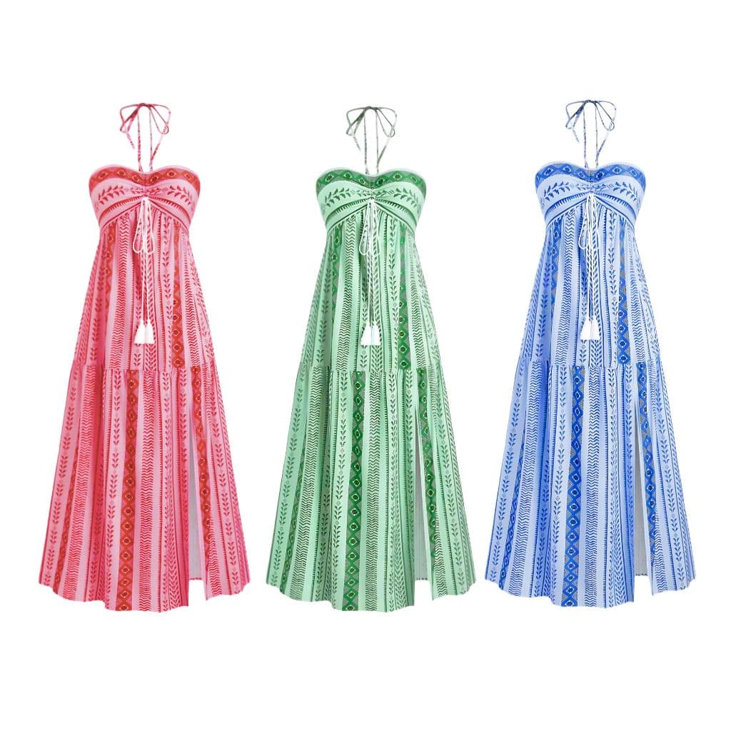 Vestido Midi Feminino Estampa Tribal Crepinho Lastex Verão Não Amassa