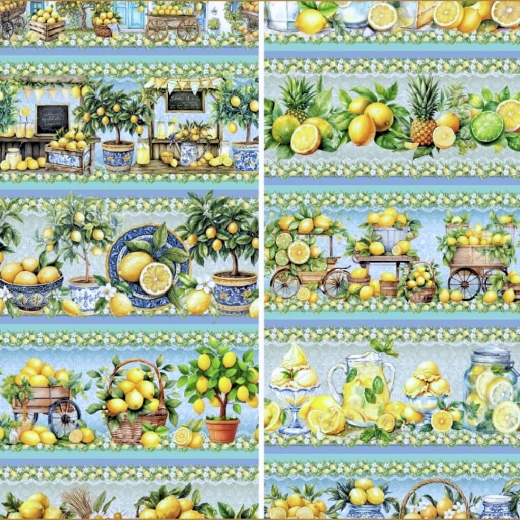 Tecido Patchwork (1,50x0,60) Digital Barrado Limão PN999/598