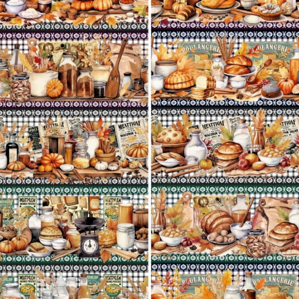 Tecido Patchwork (60 cm) Digital Barrado Padaria PN999/19