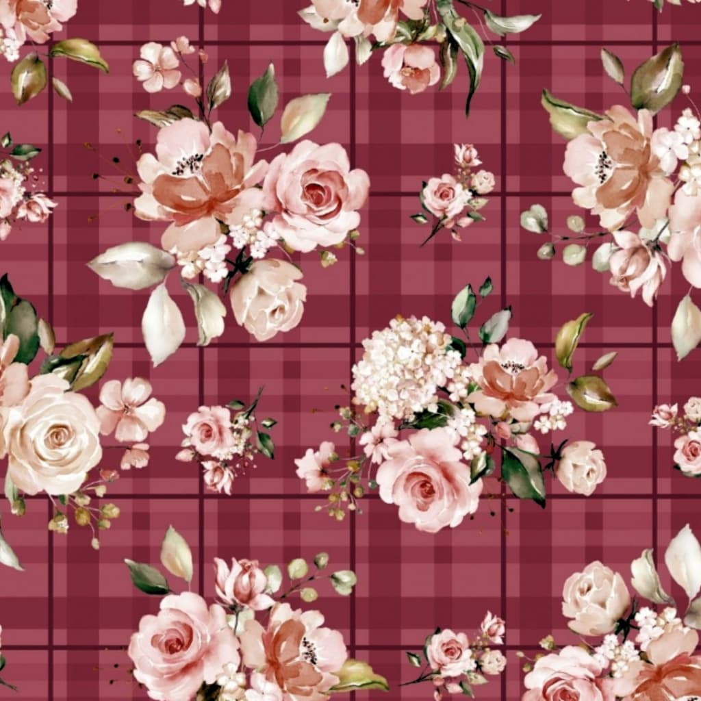 Tecido Patchwork Digital Xadrez Floral PN999/354