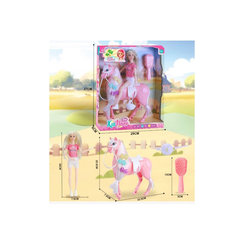 Boneca Com PÔNEI gigante e lindo, boneca articulada e emborrachdaa