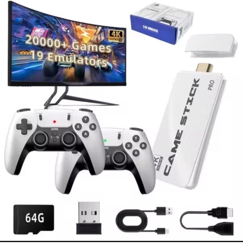 Vídeo Game Stick M15 Plus 4k 64GB Hdmi Com 2 Controles Se Fio +20mil Jogos