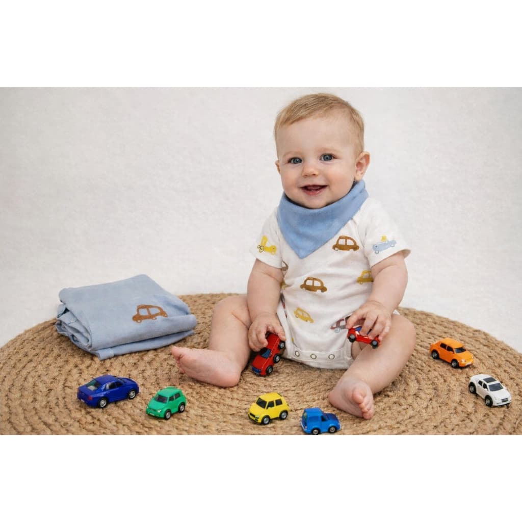 Kit Macacão Bebê Menino Suedine Carrinhos
