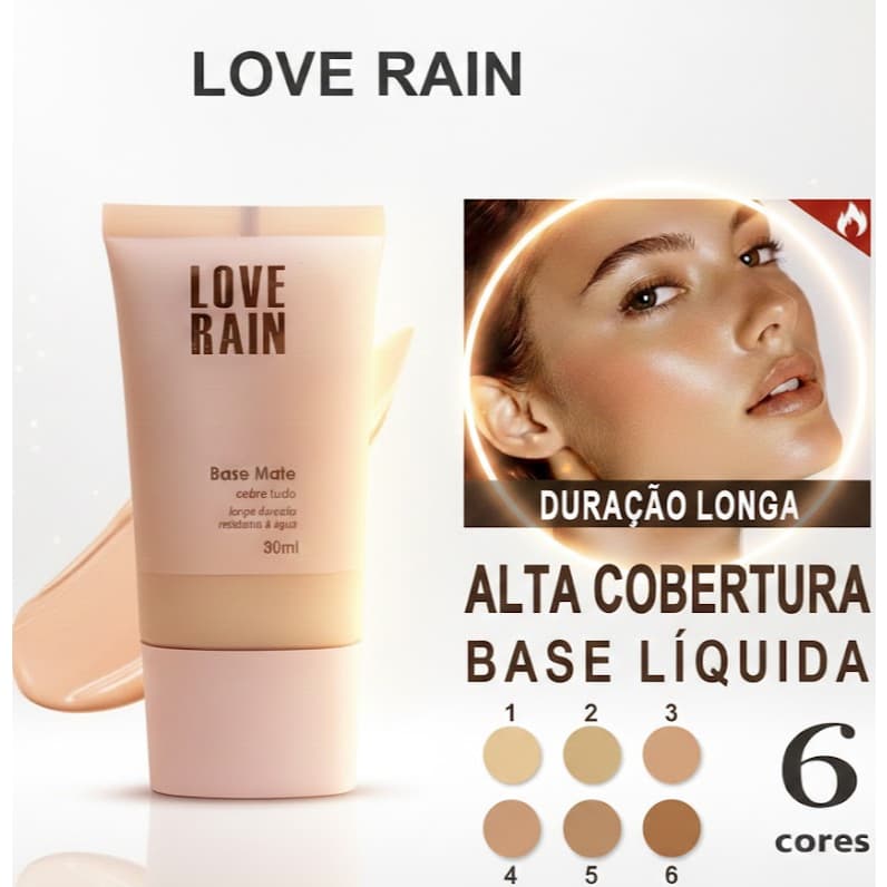 Base Líquida de Alta Cobertura Base Matte Corretivo Liquido Fosca Mate À Prova Da Água Longa Duração