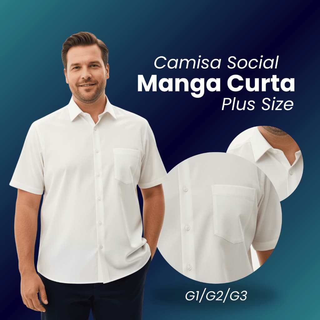 Kit 3 Camisa Social Manga Curta Slim Elegante Premium Luxo Algodão Elastano Slim Fit
