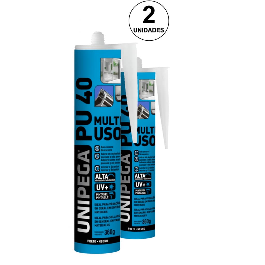 KIT COM 2 PU 40 BRANCO / CINZA / PRETO CONSTRUÇÃO PLACAS 3D VEDACAO BOX JANELAS CALHAS ISOPOR