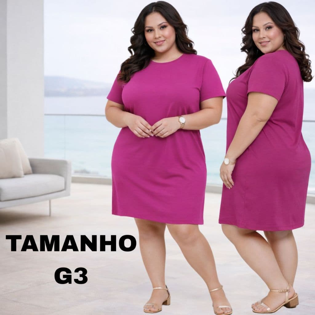 Vestido Feminino Plus Size G3 Vestido Tubinho Algodão Básico Camisão Confortável Casual Feminino