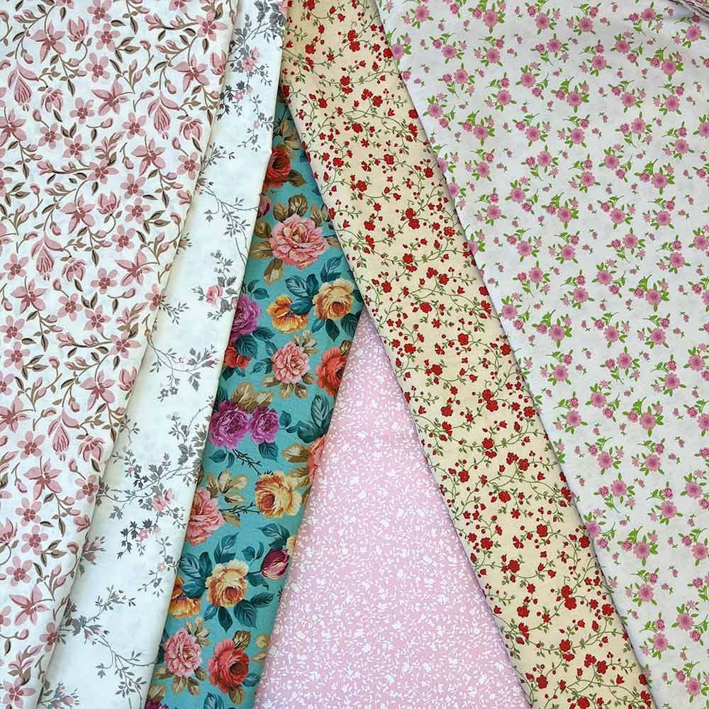 Tecido Tricoline 100% Algodão 50cm x 1,40m Lançamentos Várias Estampas Floral Infantil Costura Patchwork