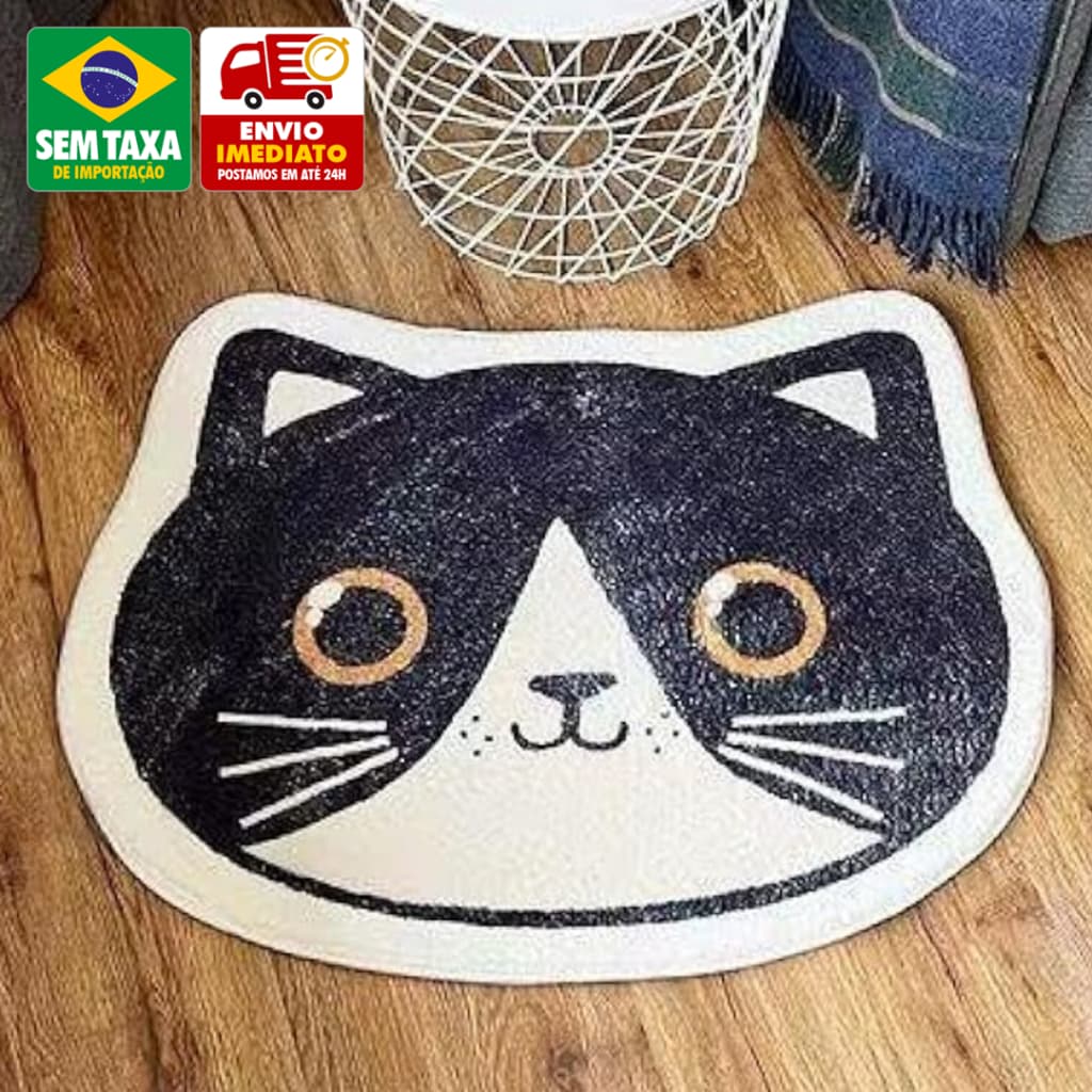 Tapete Modelo Gatinho 60x40cm Antiderrapante Macio Decorativo Quarto Sala Banheiro