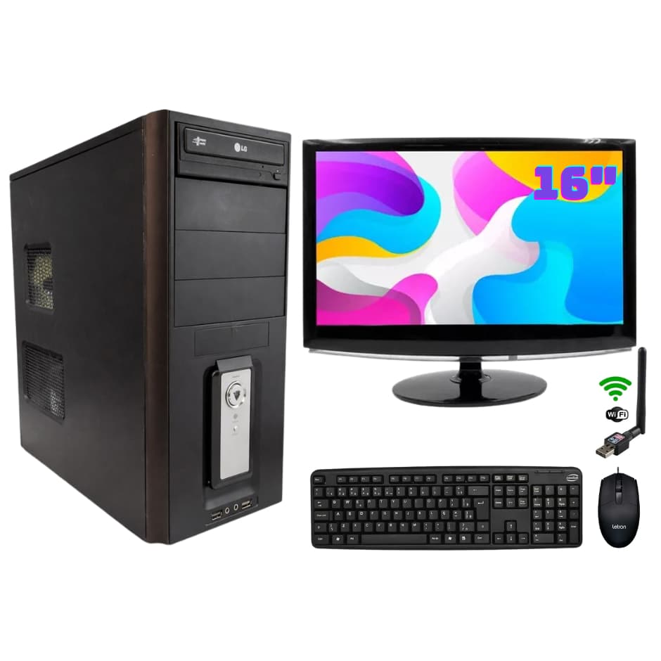 Computador Completo AMD Phenom II X2 160GB 4gb ddr2 HD Wifi Tela16" wide Teclado Mouse Trabalho