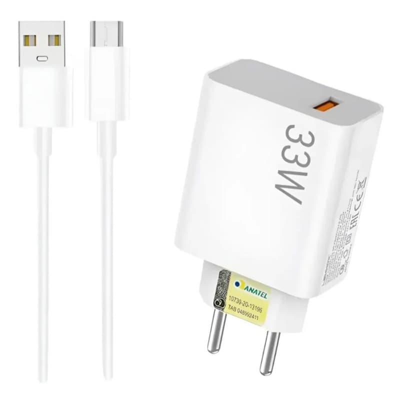 Carregador Turbo 33W USB-C Carga Rápida carregador turbo tipo c para celular realme redmi poco xiaomi