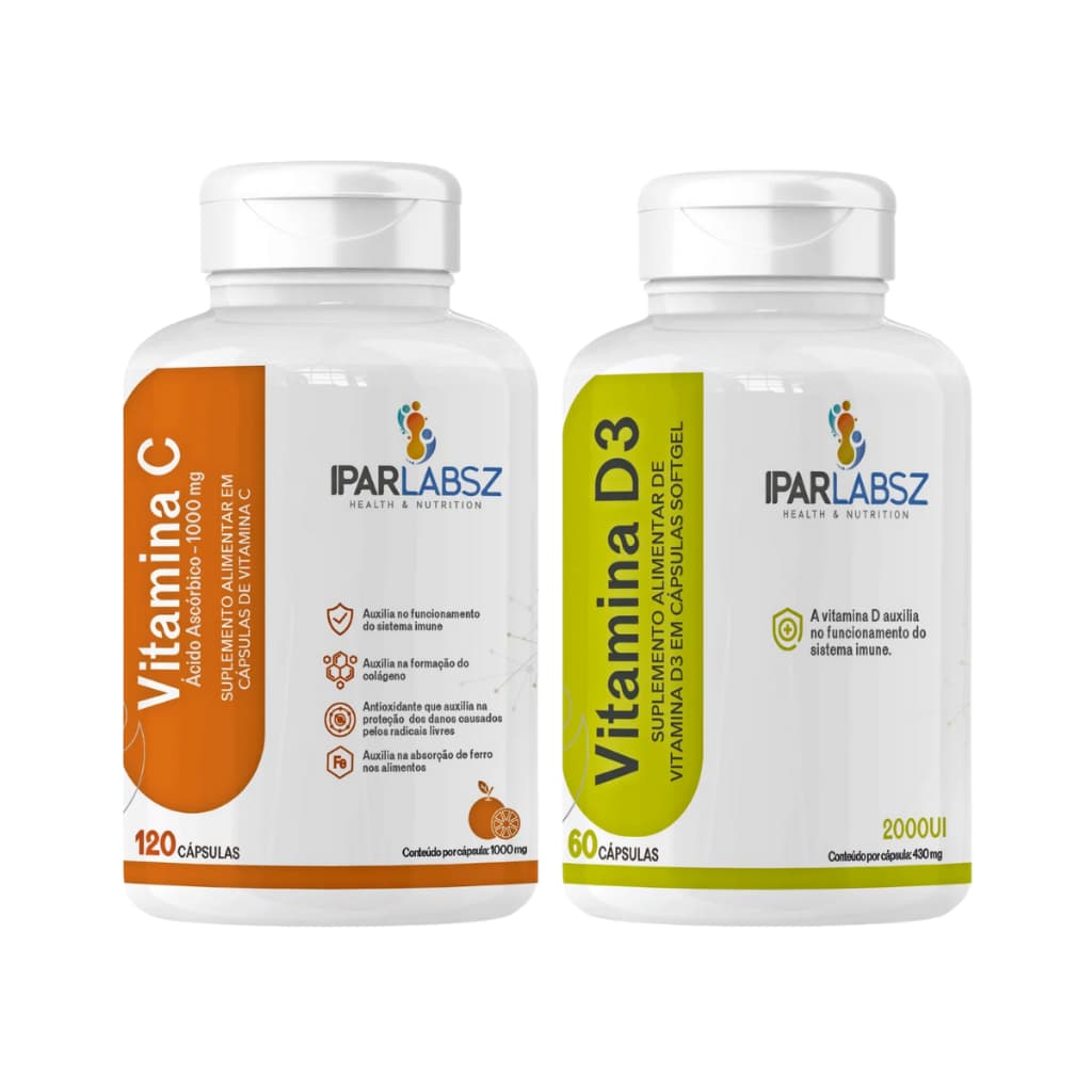Kit Vitamina C 1000mg 120 Unidades + Vitamina D3 2000ui 60 Unidades Ipar Labsz
