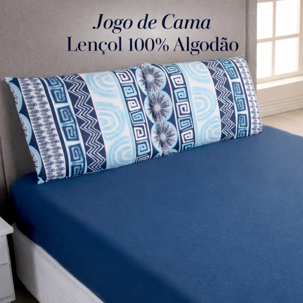 Jogo de Cama Lençol 100% Algodão com Elástico Não da Bolinhas Antialégico Fronhas com Zíper Solteiro Casal Queen King